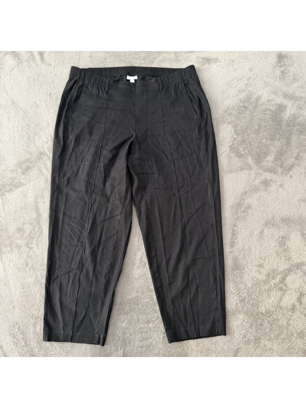 J Jill Black Linen Stretch Pull On Pants Womens size XL Tall Long Crop